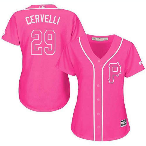 Pirates #29 Francisco Cervelli Pink Fashion Women's Stitched MLB Jersey